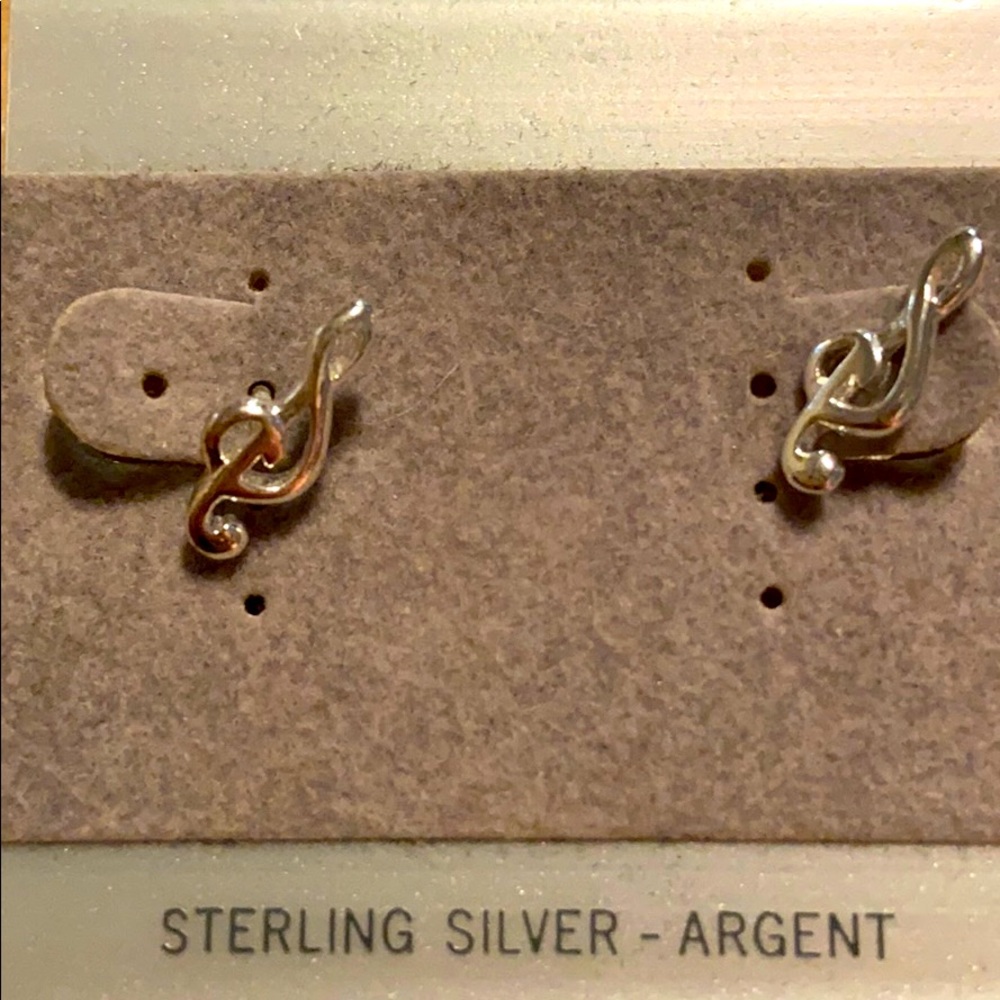 Sterling silver Treble Clef Stud Earrings